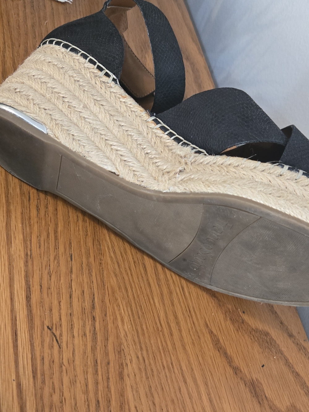 Franco Sarto Black Crisscross Espadrille Wedge Sandals - Size 10 - Picture 5 of 9